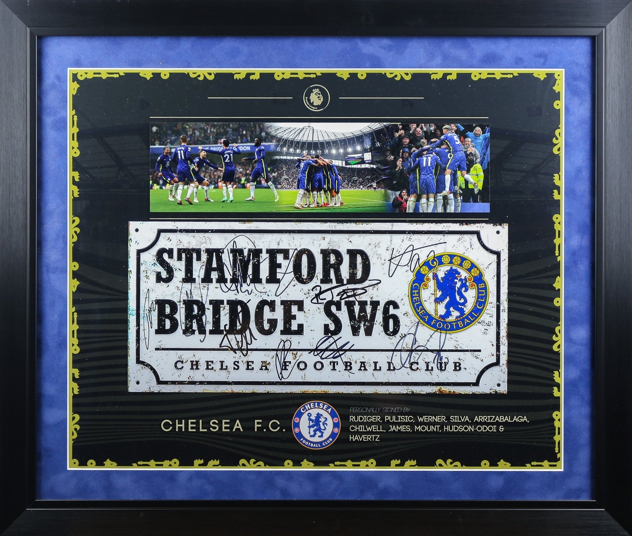 Multi Signed Chelsea Roadsign Framed Display - Memorabilia Framers Shop